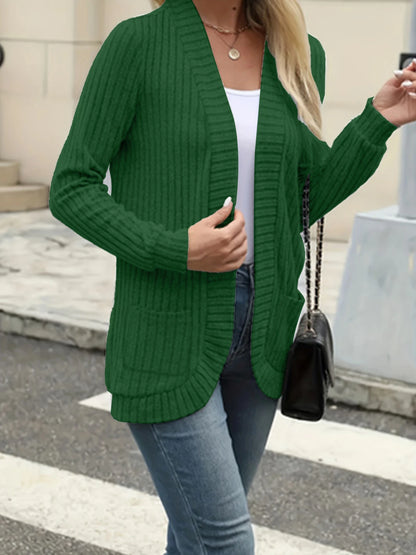 Stripe brushed cardigan jacket