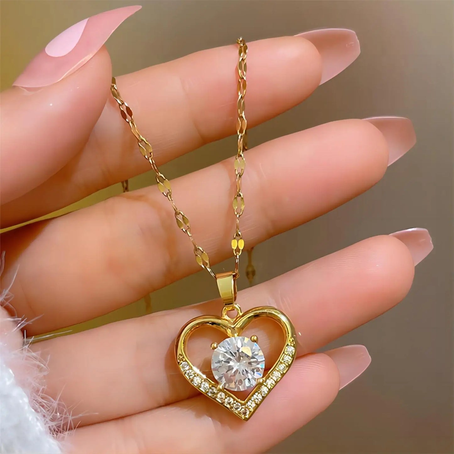 Heart Stainless Steel Zirconia Necklaces