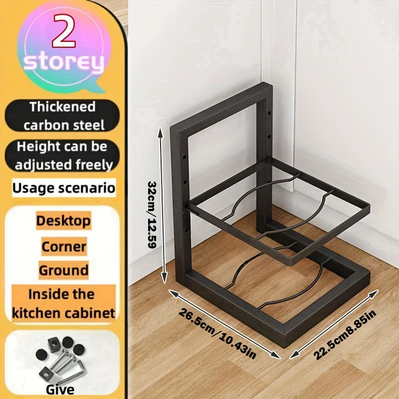 Adjustable Pot Rack Organizer Kitchen Stainless Steel Pot Storage Rack