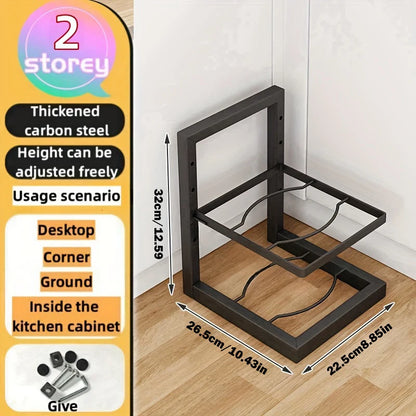Adjustable Pot Rack Organizer Kitchen Stainless Steel Pot Storage Rack