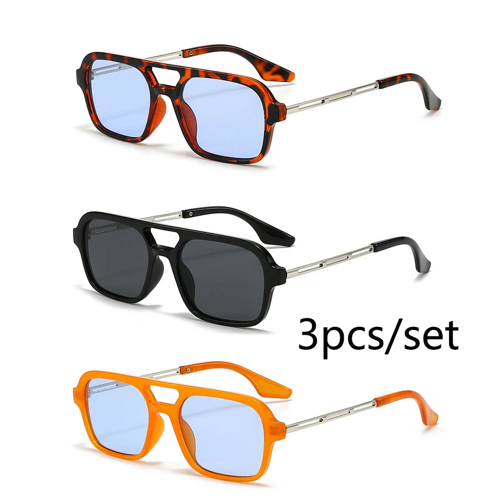 Metal Frame Square Black Rectangle Sunglasses