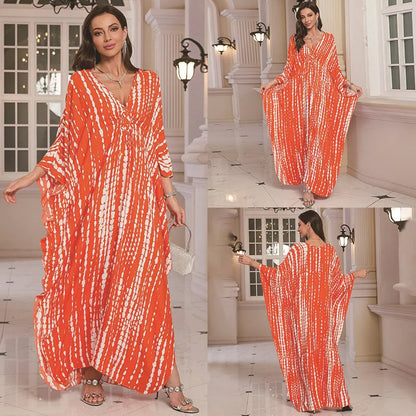 Kaftan Wave Neck Swimsuit Cover Up Caftan Dress