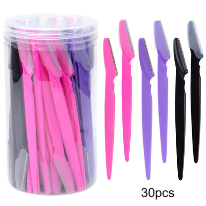 30Pcs/Bottle Eyebrow Razors With Container Facial Eye Brow Trimmer