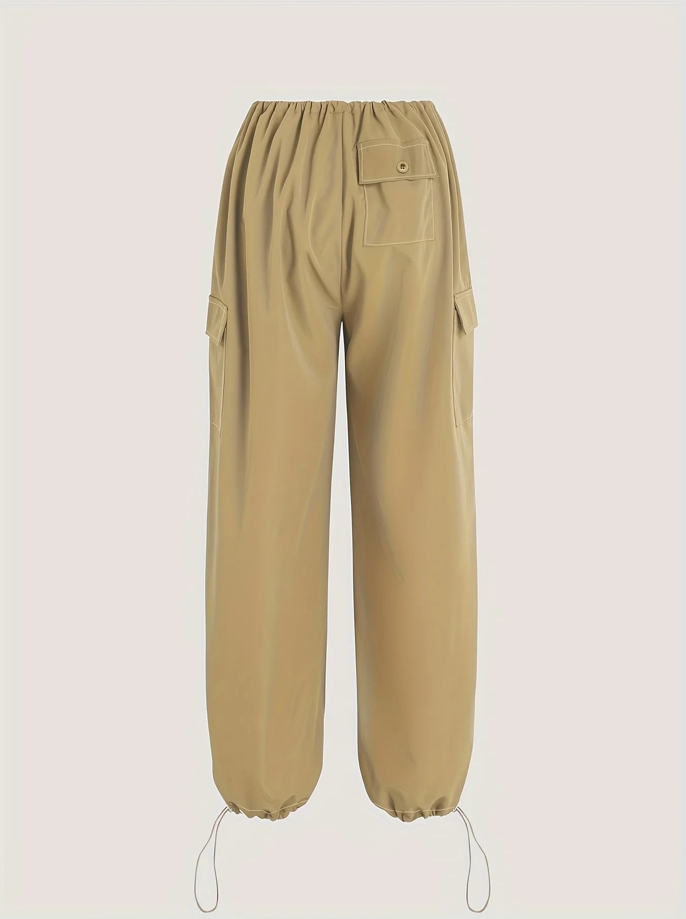 Cargo Wide Leg Elastic Drawstring Waist Pocketed Loose Fit Pants