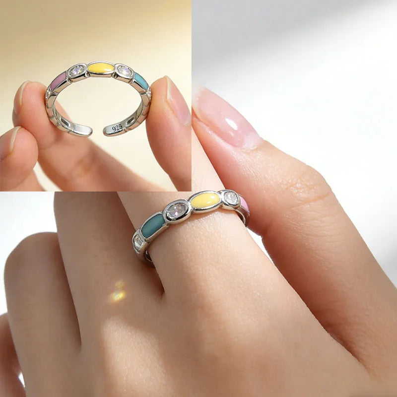 925 Sterling Silver Drip Glaze Butterfly Zircon Rings