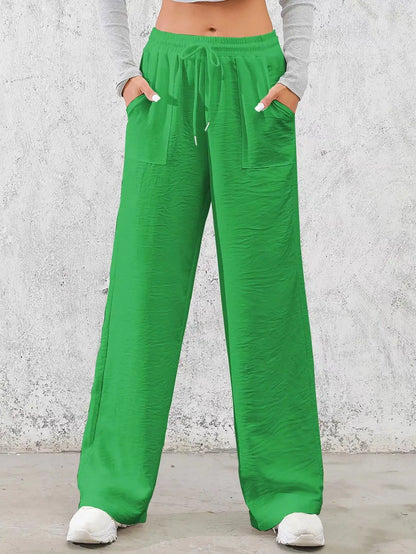 Drawstring Wide Leg Pants