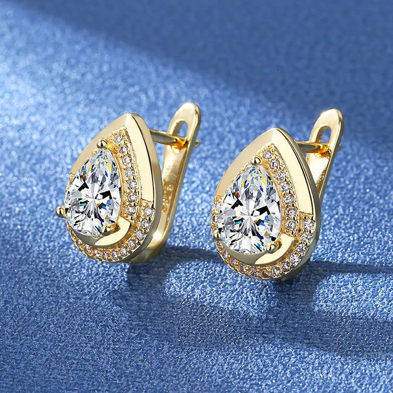 925 Silver Needle Princess Crystal Square Zircon Drop Earrings