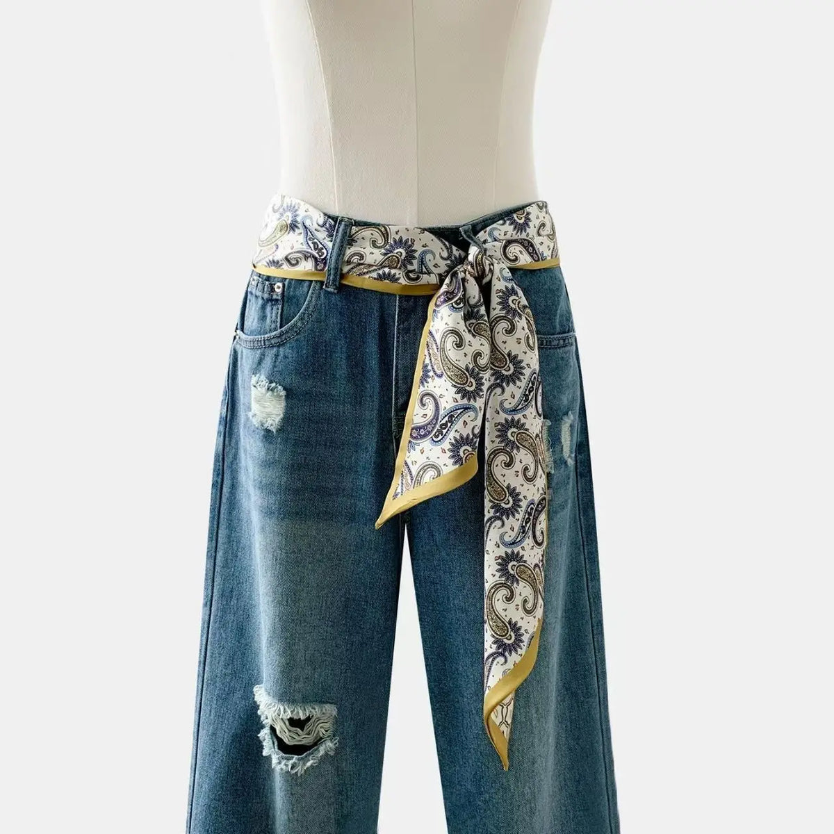 Long Silk Scarf Luxury Paisley Print Headband Soft Satin Scarves