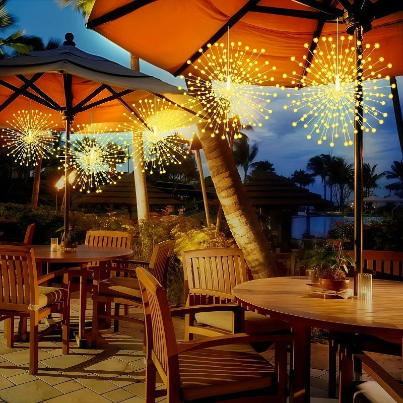 4/5pcs Solar Hanging Firework Lights for Eaves Solar Powered with Light Sensor Control