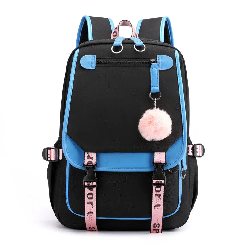 Large USB Port Canvas Schoolbag