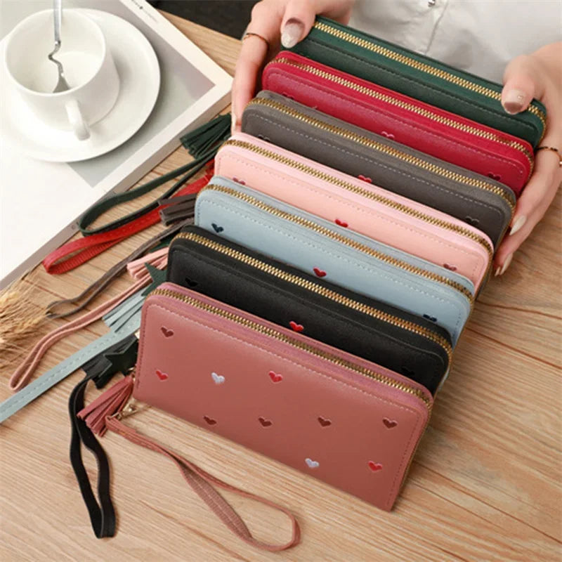 Long Luxury Love Heart Card Holder Wallet