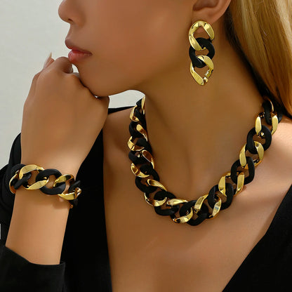 Exaggerated Necklace bracelet earrings set