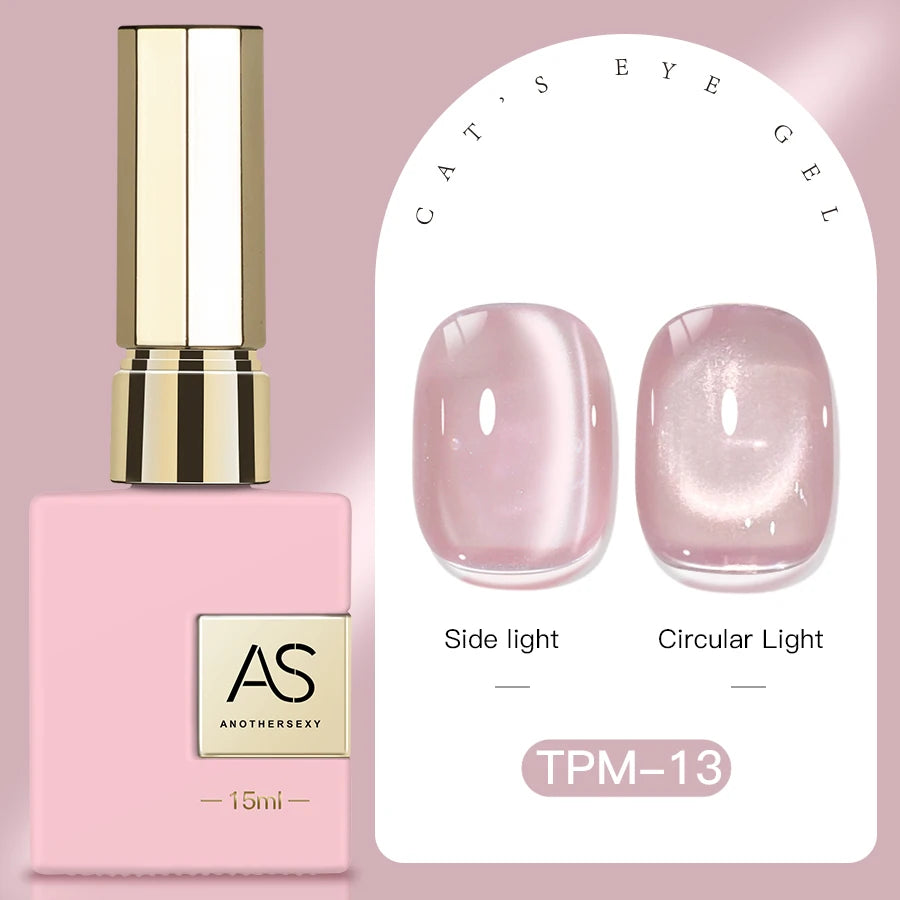 15ml Peachy Whimsy Pink Cat Eye Gel Nail Polish Glitter
