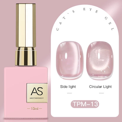 15ml Peachy Whimsy Pink Cat Eye Gel Nail Polish Glitter