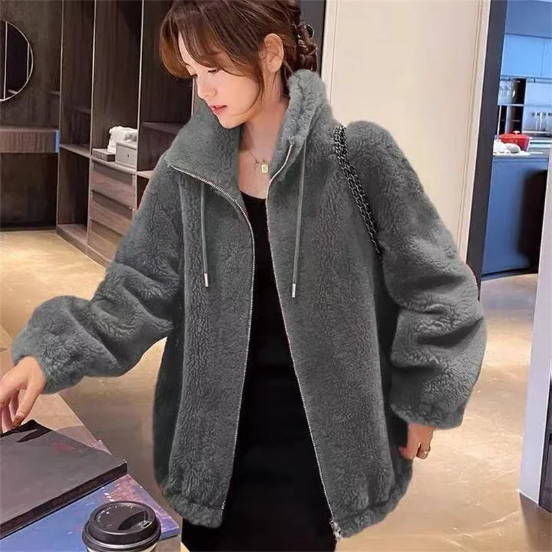 Double Coral Fleece Thick Long Sleeve Coat