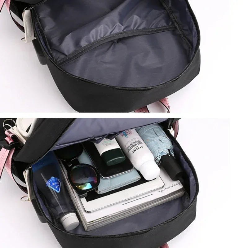Large USB Port Canvas Schoolbag