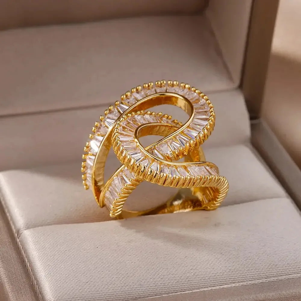 Zircon Open Stainless Steel Luxury Rings