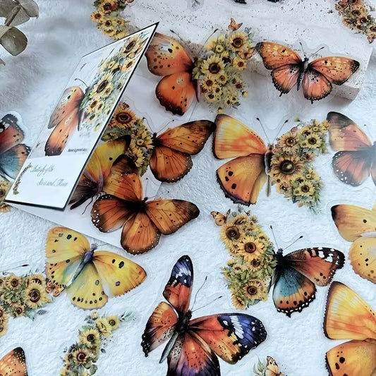 30pcs/Pack Vintage Butterfly PET Stickers DIY Decorative