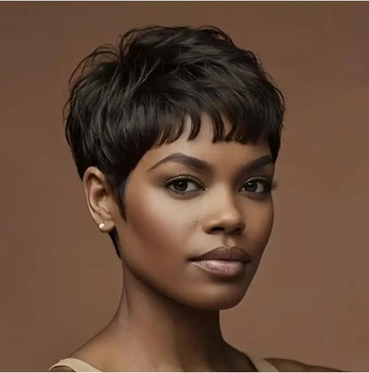 Short black Pixie cut wig