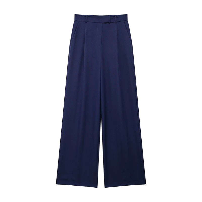 Front Zipper Straight High Waist Chic Pants