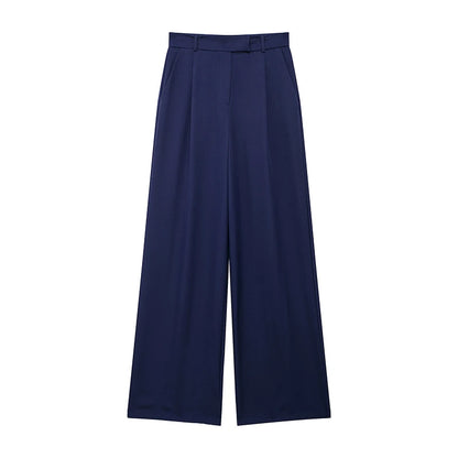 Front Zipper Straight High Waist Chic Pants