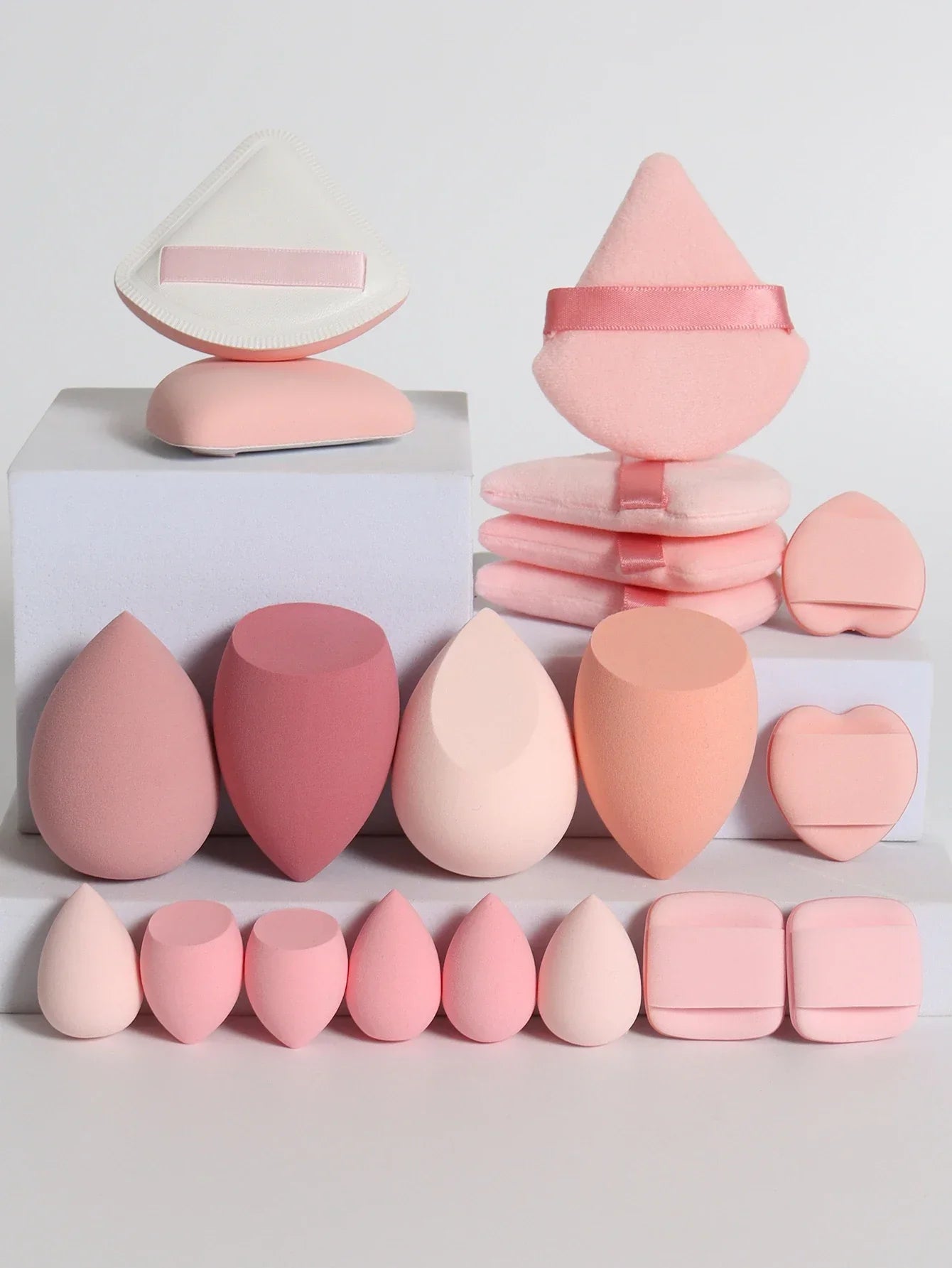 20 Pcs Pink Makeup Sponge and Makeup Puff Set