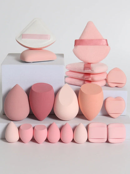 20 Pcs Pink Makeup Sponge and Makeup Puff Set
