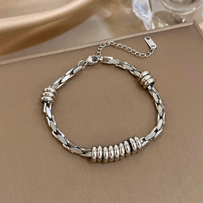 Chubby Hollow Circle Beads Geometric Chain Stainless Steel Bracelets