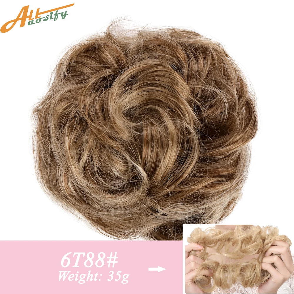 Natural Curly Messy Bun Hair Wigs