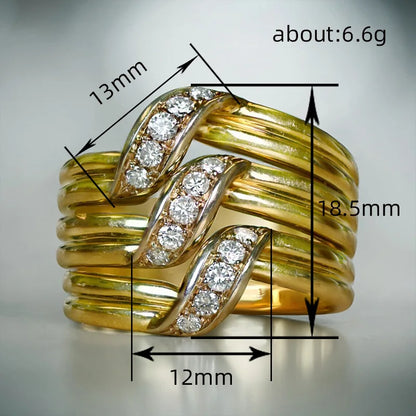 Huitan Gorgeous Gold Wide Band Luxury Cubic Zirconia Rings