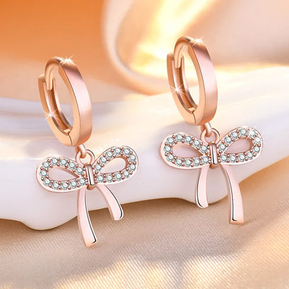 925 Sterling Silver Zircon Buckle Earrings