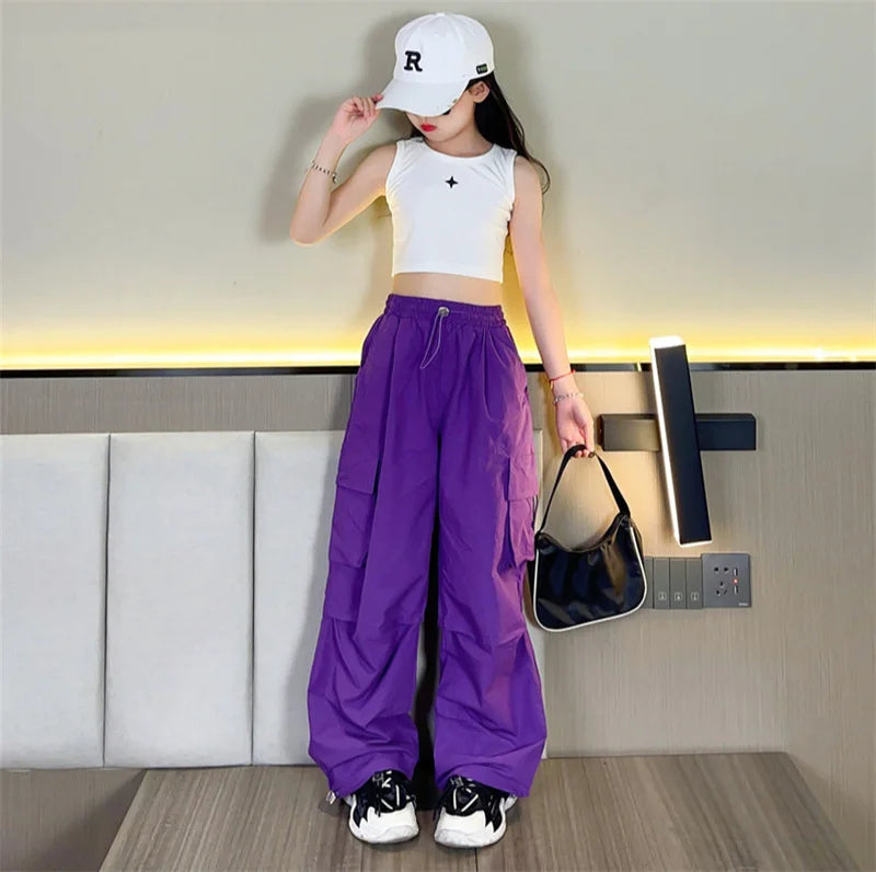 Girls Cargo Loose Workwear Lightweight Pants