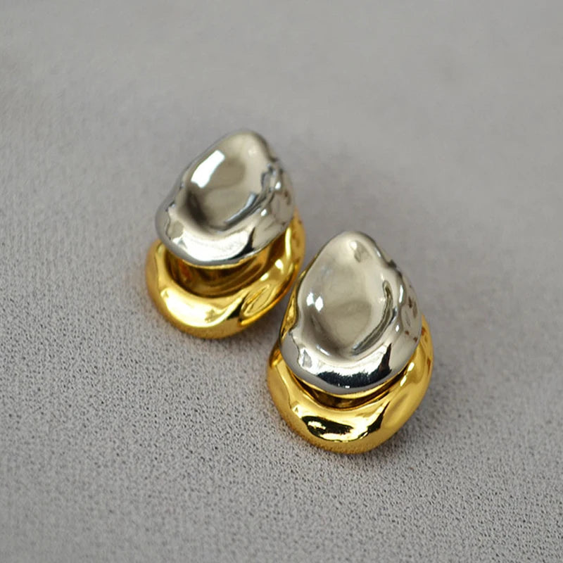 Stainless Steel Metal Splice Stud Earrings