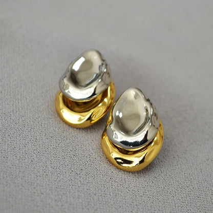Stainless Steel Metal Splice Stud Earrings