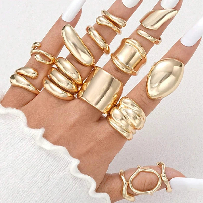 Vintage Smooth Open Rings Set