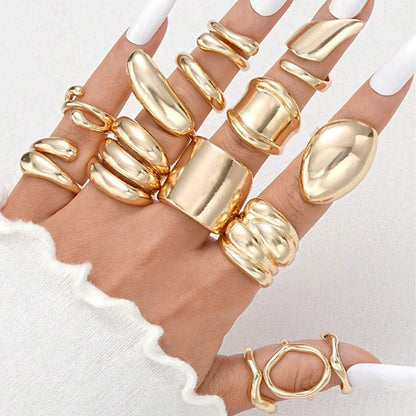 Vintage Smooth Open Rings Set