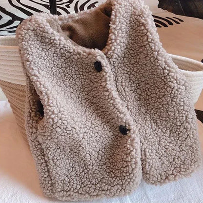 Autumn Winter Baby Plus Velvet Waistcoat Teddy Hair Coat