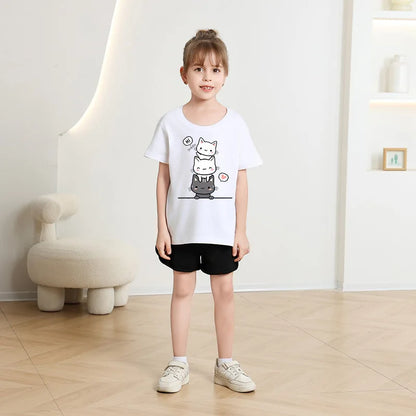 Cat Candy Funny Short Sleeve Baby Girl T-shirt