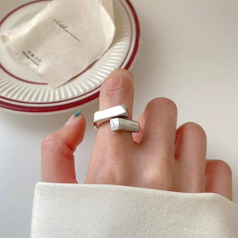 925 Sterling Silver Retro Hollow Wave Punk Hiphop Bohemia Rings