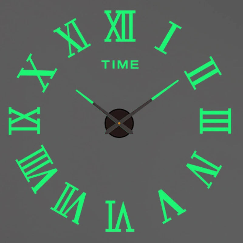 Large Wall Clock 3D DIY Quartz Acrylic Mirror Stickers Clocks