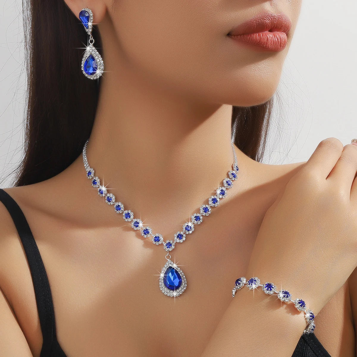 Waterdrop Flower Necklace Jewelry Set