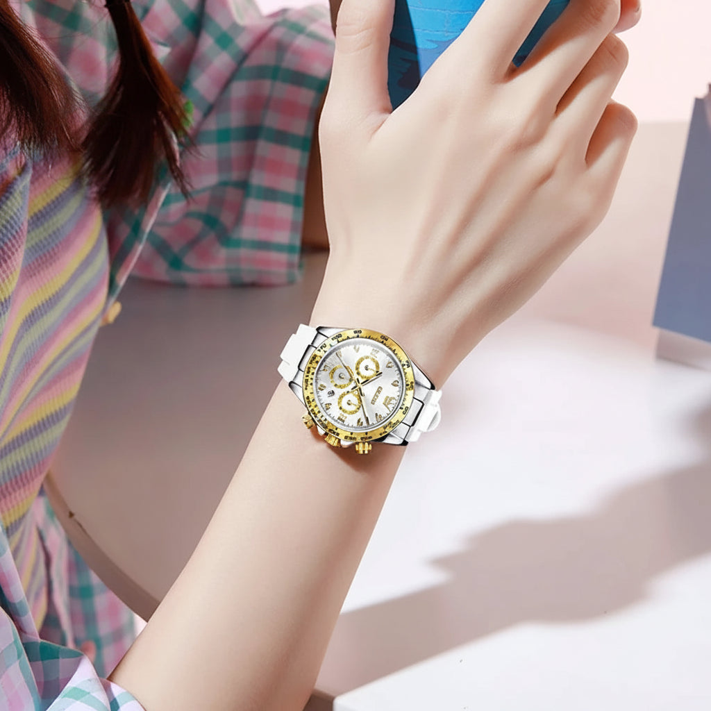 Luxury Silicone Strap Multifunctional Chronograph Quartz Watch