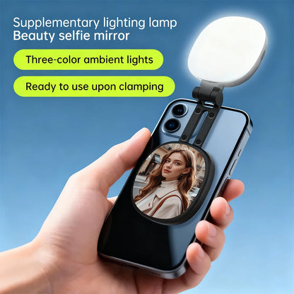 Magnetic Mini 3 Color Dimmable Fill Light With Selfie Mirror Clip
