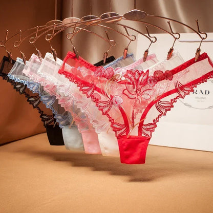 Sexy Lace Floral Thong Mesh Perspective G-String