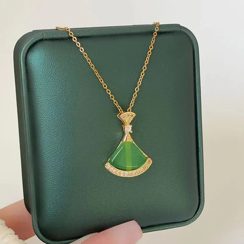 Light Zircon Crystal Stainless Steel Necklaces