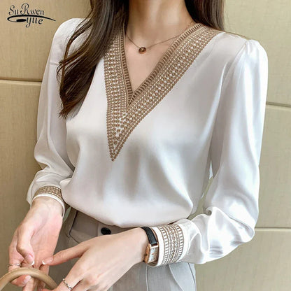 Elegant Chiffon Casual Loose Long Sleeve Blouses