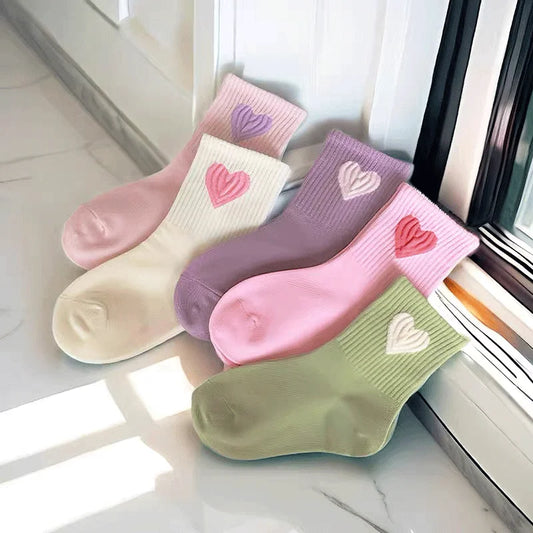 Girls Mid-Calf Socks Slip 5Pairs