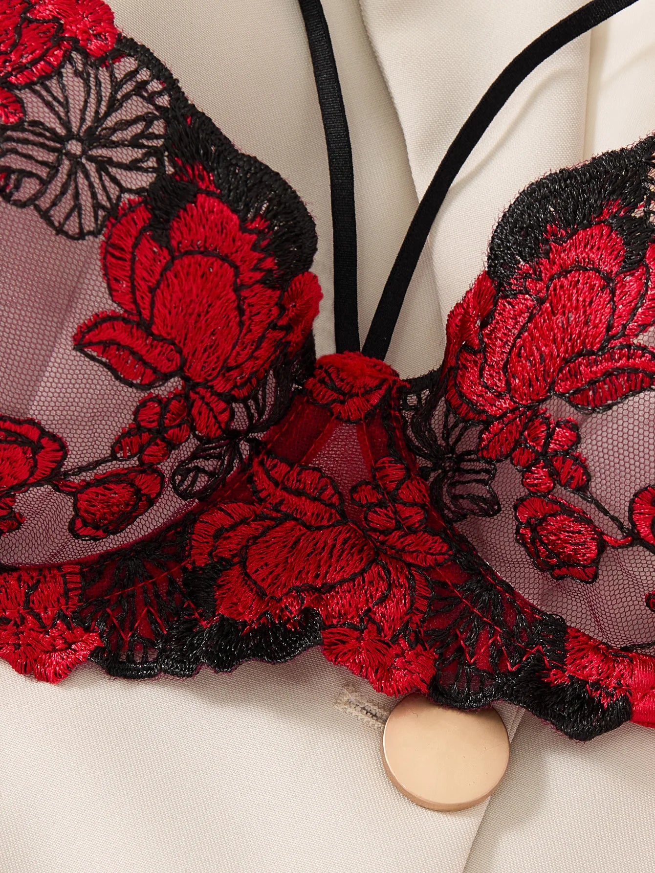Two-piece embroidered bra set