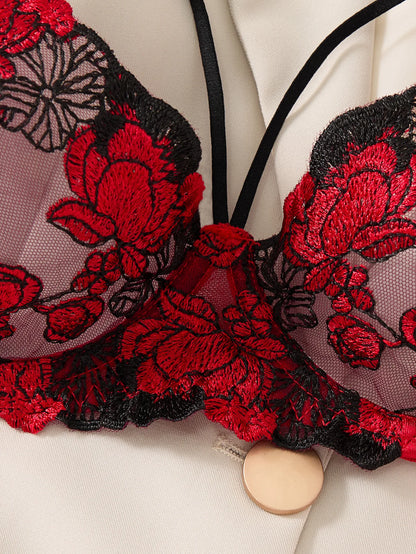 Two-piece embroidered bra set