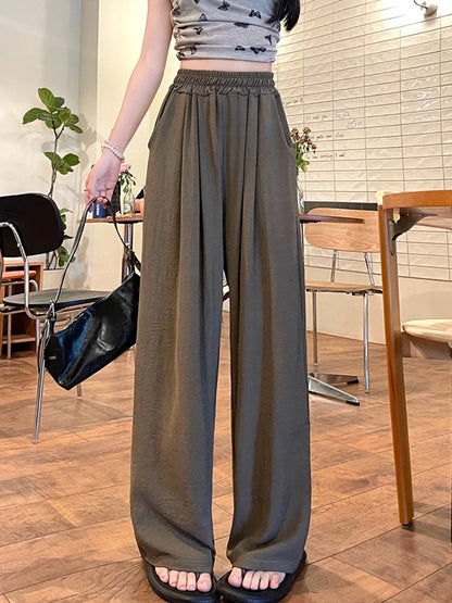 Colorful Ice Silk Baggy Straight Leg Pants